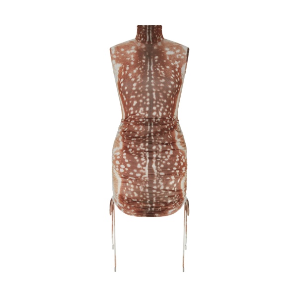 David Koma Deer Hide Print Rushed Mini Dress