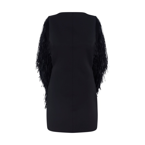 David Koma Open Back Raffia Fringe Detail Mini Dress