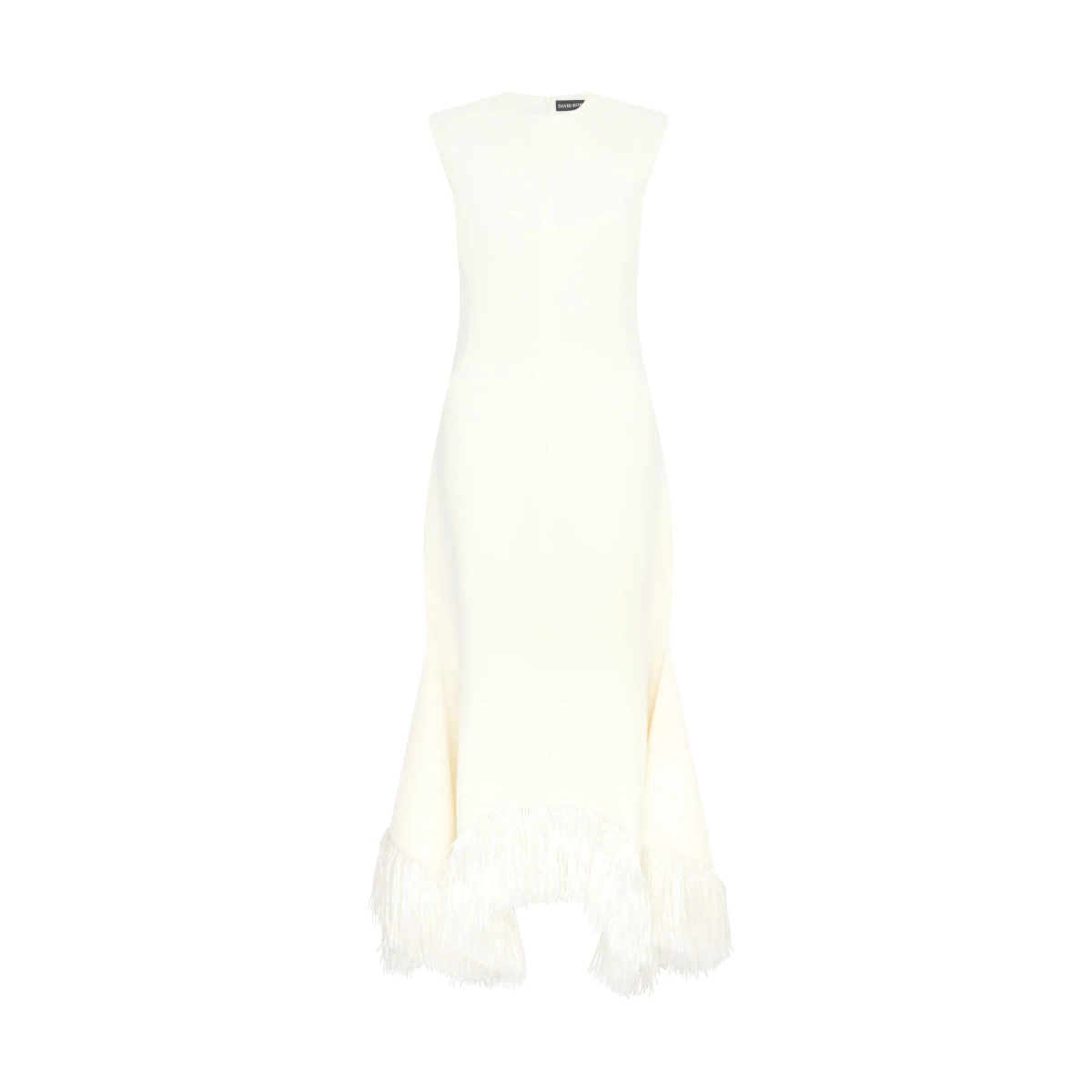 David Koma Raffia Fringe And Flounce Hem Midi Dress