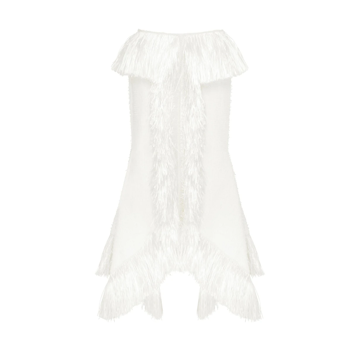 David Koma Raffia Fringe Trim And Boucle Midi Skirt