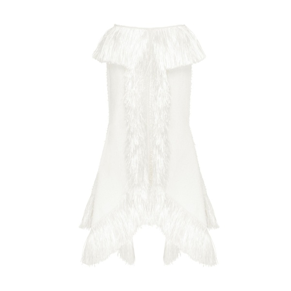 David Koma Raffia Fringe Trim And Boucle Midi Skirt