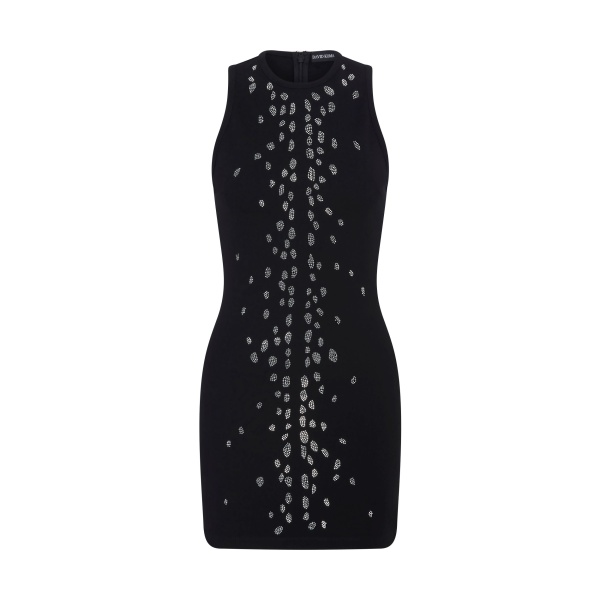 David Koma Speckled Crystal Embroidery Jersey Mini Dress