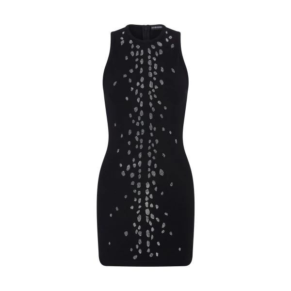 David Koma Speckled Crystal Embroidery Jersey Mini Dress