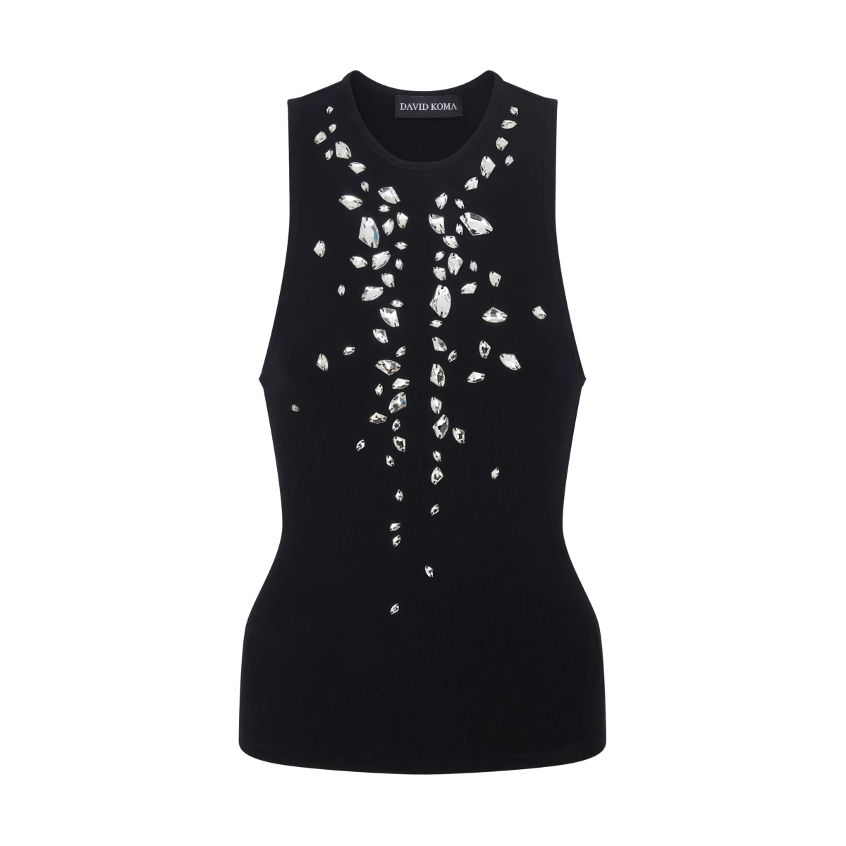 David Koma Speckled Crystal Embroidery Jersey Top