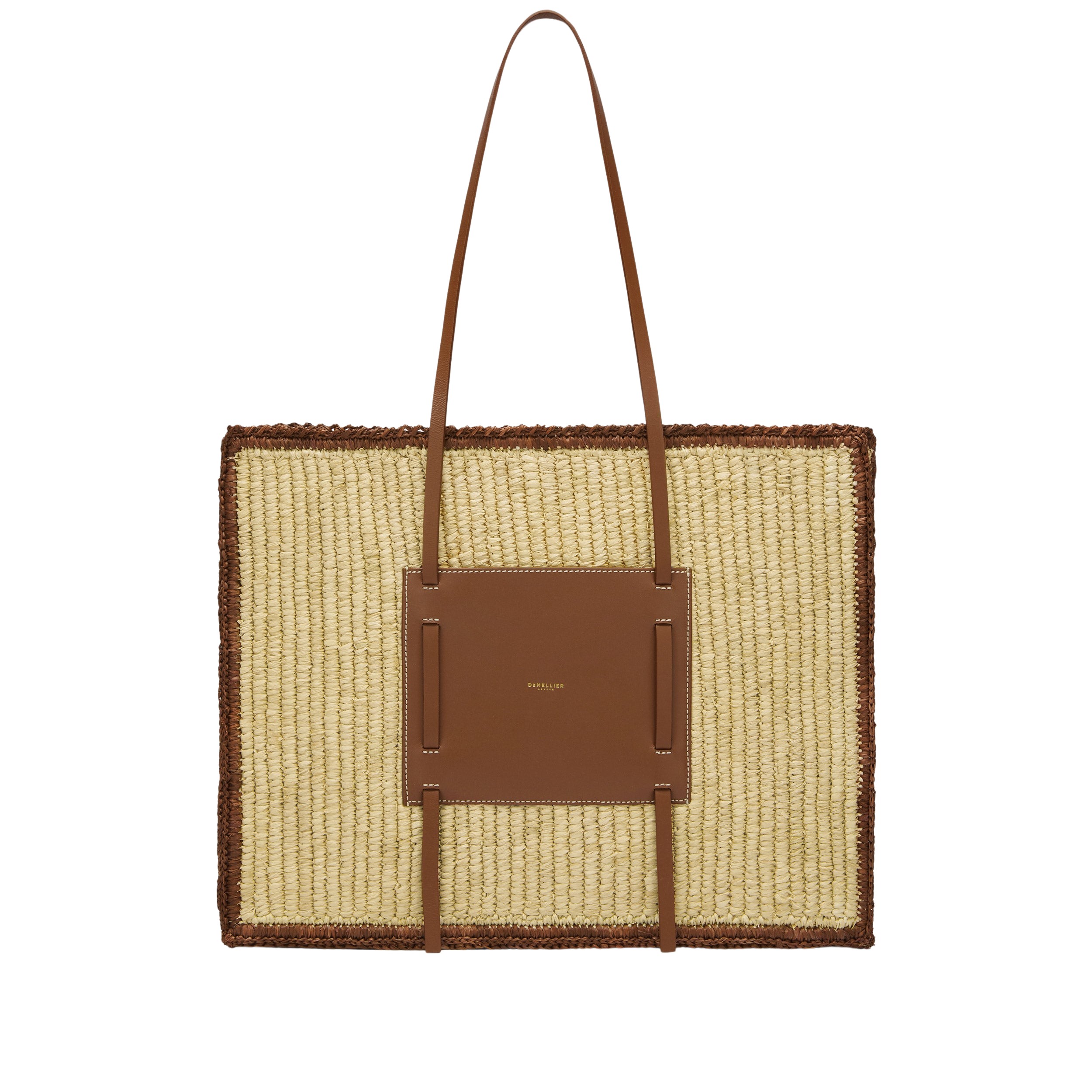 【DEMELLIER】 Miami leather and raffia shoulder bag Miami leather and raffia shoulder bag in neutrals - De