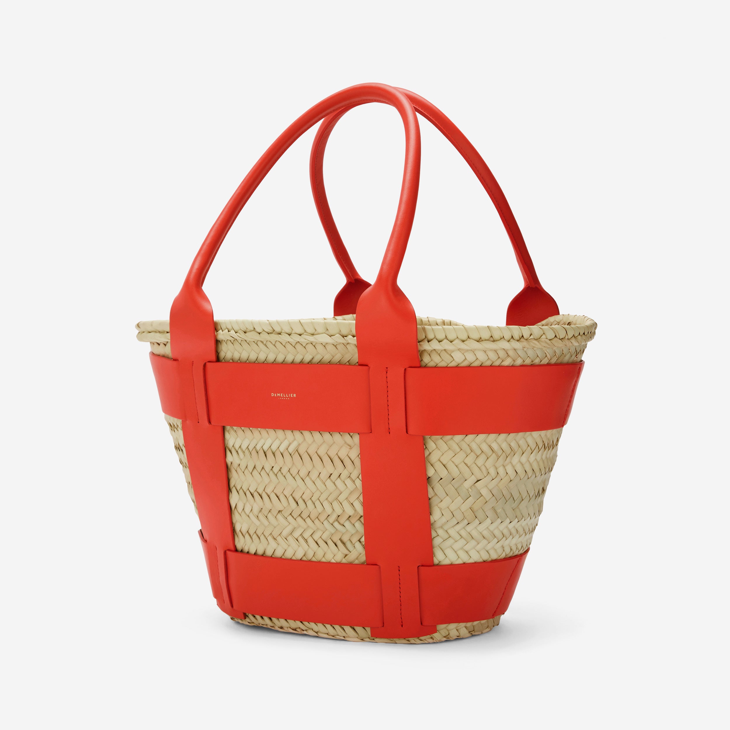 【DEMELLIER】The Santorini straw basket bag The Santorini | Natural Basket Tan Smooth | DeMellier