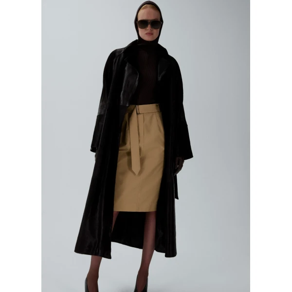 Magda Butrym Belted leather wrap coat in brown