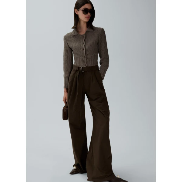 Magda Butrym Belted relaxed cotton trousers in brown