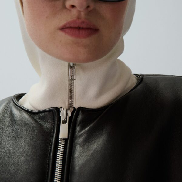 Magda Butrym Collarless puffer jacket in black leather