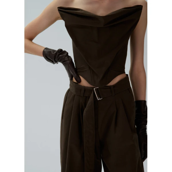 Magda Butrym Draped strapless corset top in brown