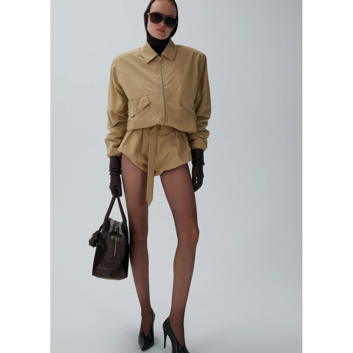 Magda Butrym Flared wool shorts in beige