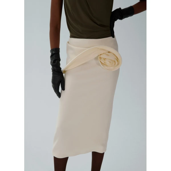 Magda Butrym Floral appliqué midi skirt in cream