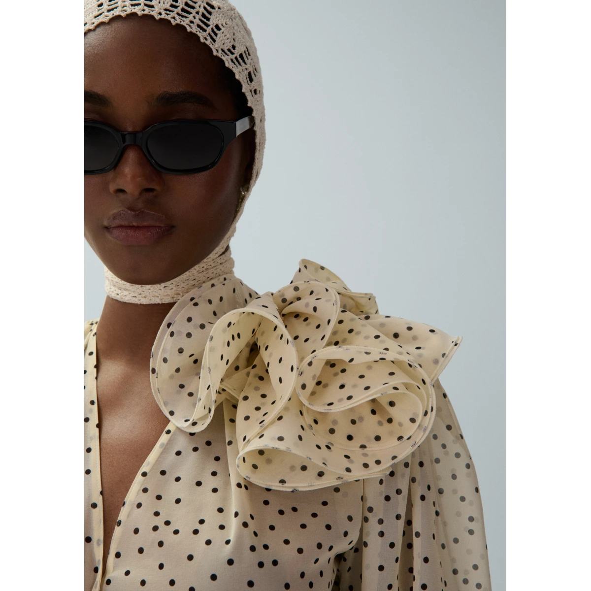 Magda Butrym Flower blouse in cream polka dots