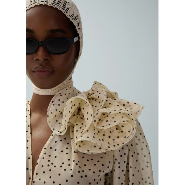 Magda Butrym Flower blouse in cream polka dots