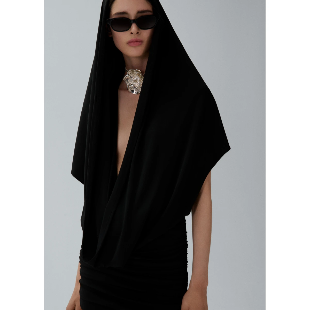 Magda Butrym Hooded plunge maxi dress in black