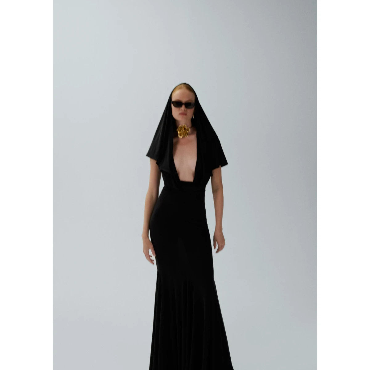 Magda Butrym Hooded plunge maxi dress in black