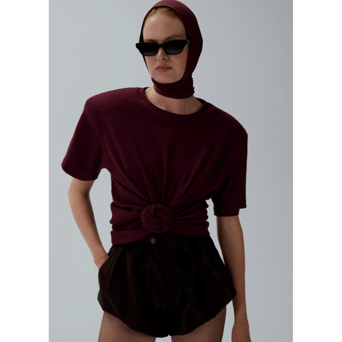 Magda Butrym Knotted t-shirt in burgundy