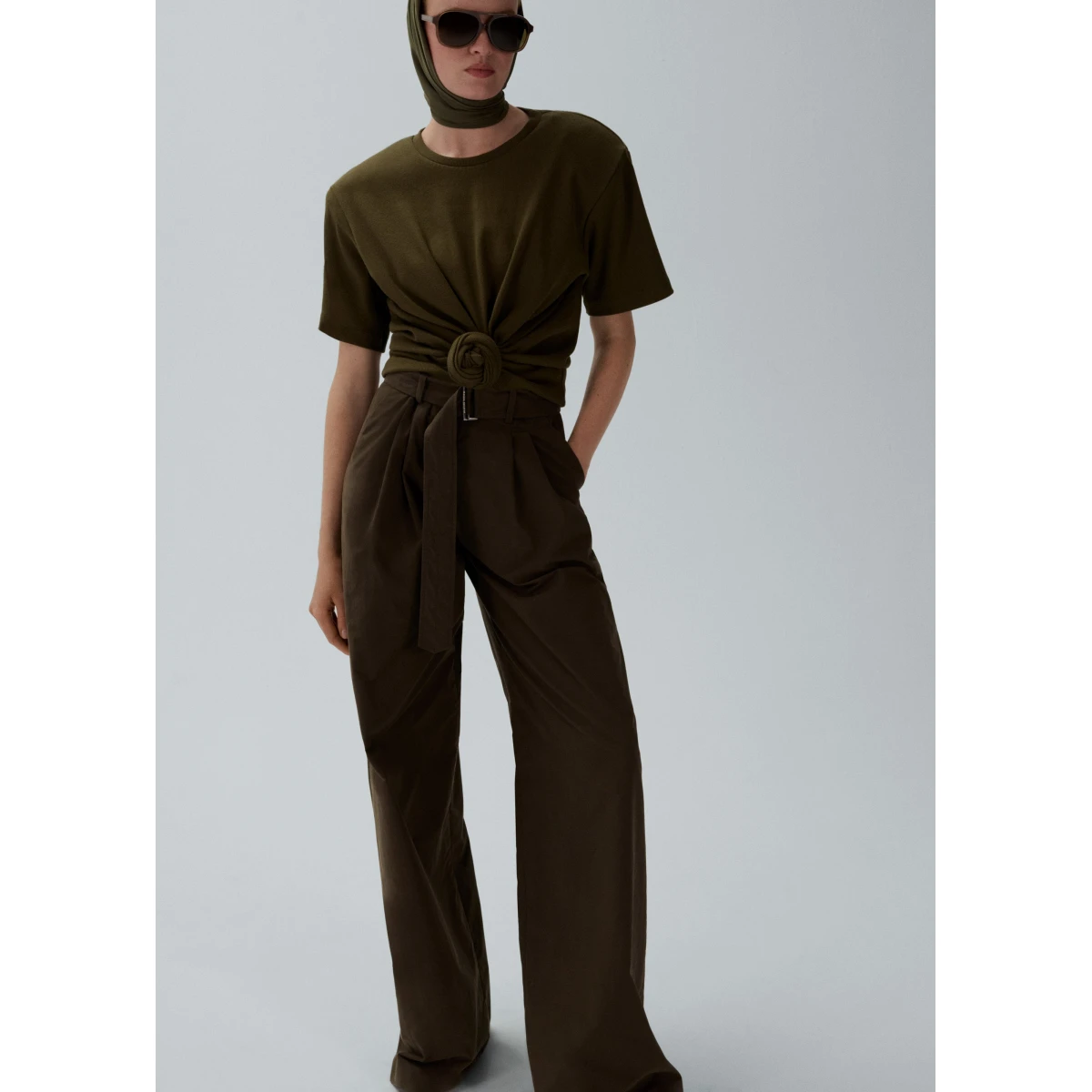 Magda Butrym Knotted t-shirt in khaki