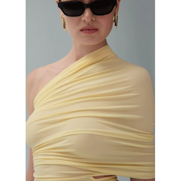 Magda Butrym One-shoulder wrap top in yellow