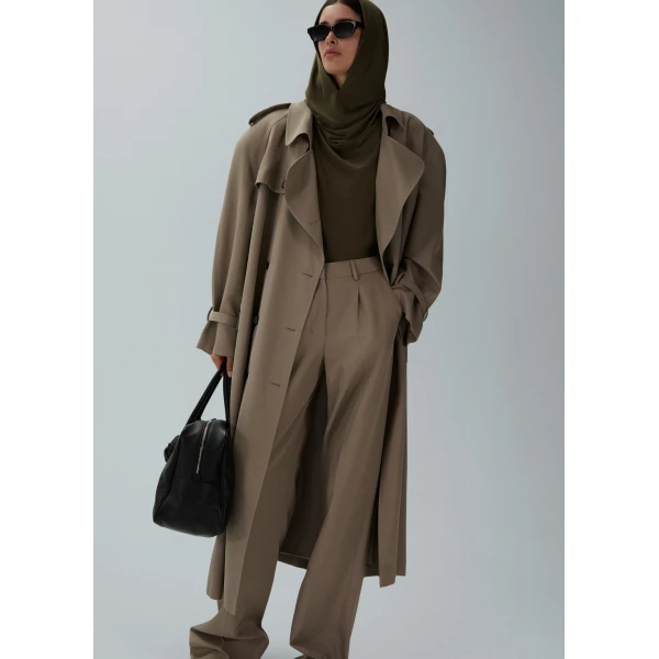 Magda Butrym Relaxed silk trousers in khaki