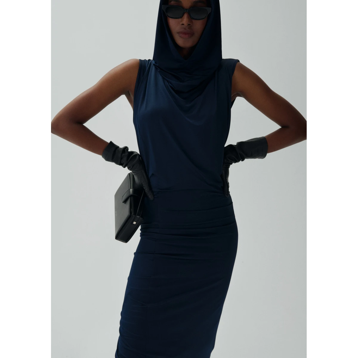 Magda Butrym Sleeveless hooded midi dress in navy