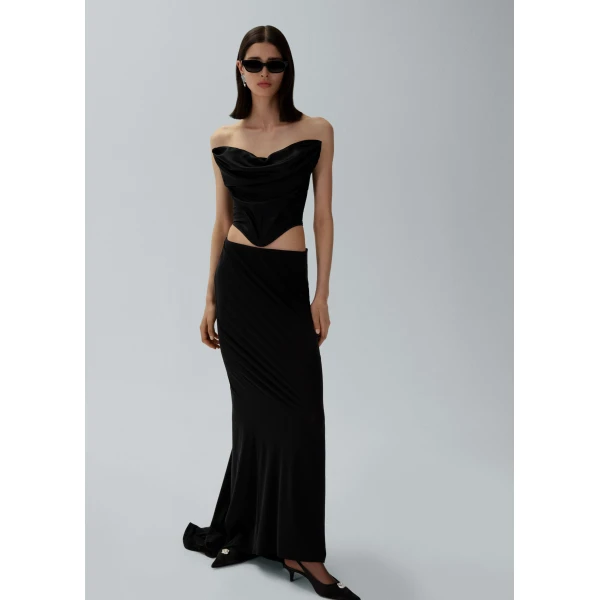 Magda Butrym Stretch silk maxi skirt in black