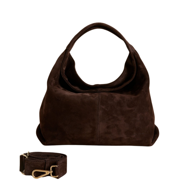 Manu Atelier Gala Deep Brown Suede luxury Bags from Coveti Marketplace