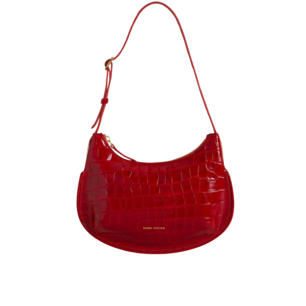 Manu Atelier Ilda Red Croc luxury Bags from Coveti Marketplace