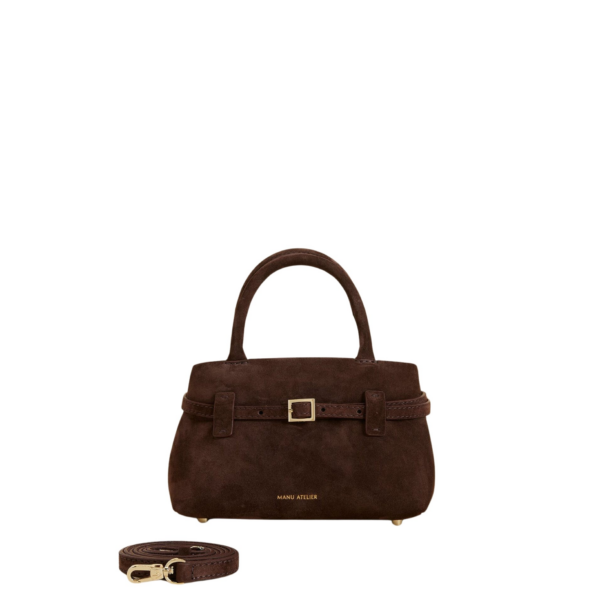 Manu Atelier Le Cambon 20 Deep Brown Suede luxury Bags from Coveti Marketplace