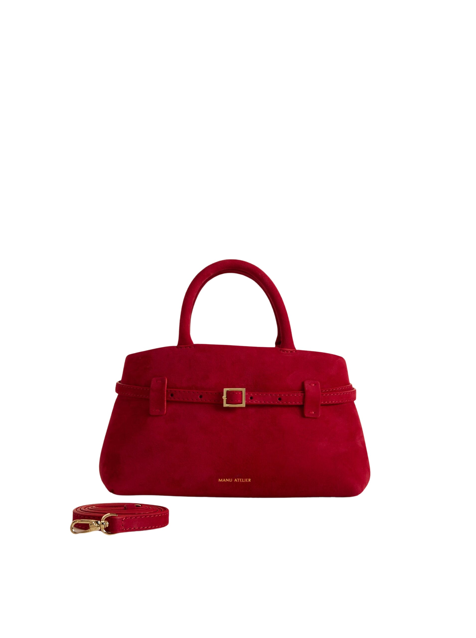 Manu Atelier Le Cambon 25 Red Suede luxury Bags from Coveti Marketplace