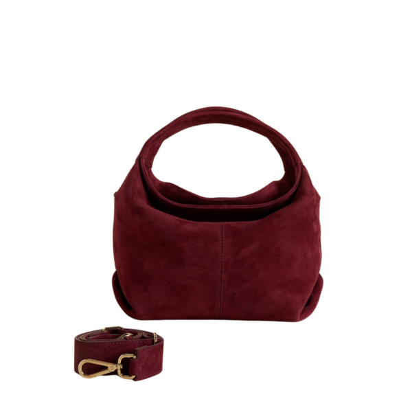 Manu Atelier Mini Gala Burgundy Suede luxury Bags from Coveti Marketplace