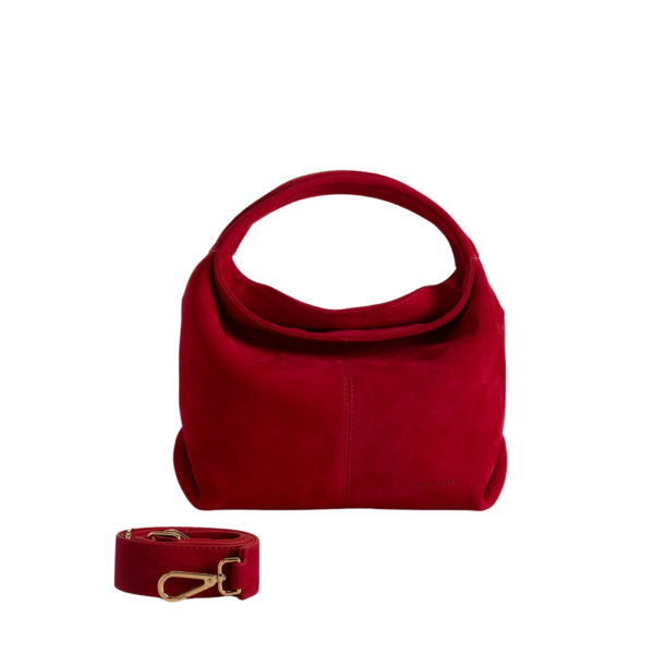 Manu Atelier Mini Gala Red Suede luxury Bags from Coveti Marketplace