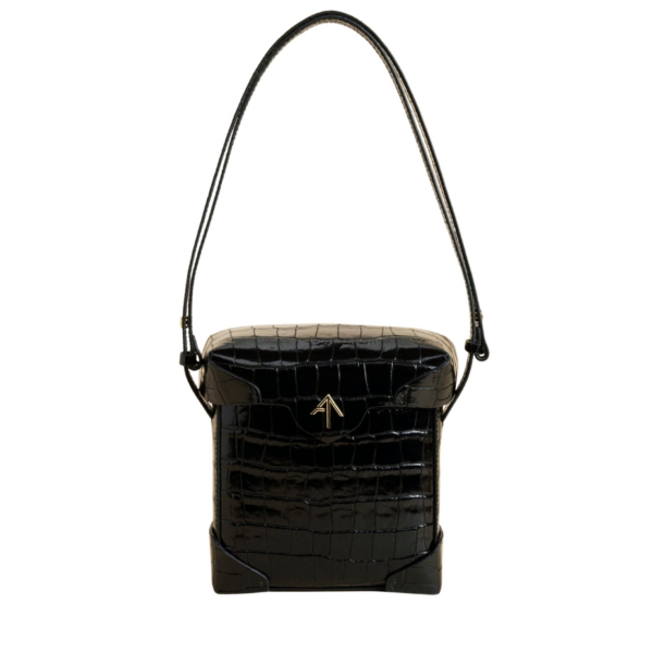 Manu Atelier Mini Pristine Black Croc luxury Bags from Coveti Marketplace