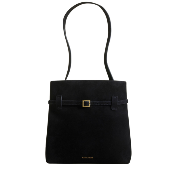 Manu Atelier Mini Tote du Jour Black Suede luxury Bags from Coveti Marketplace
