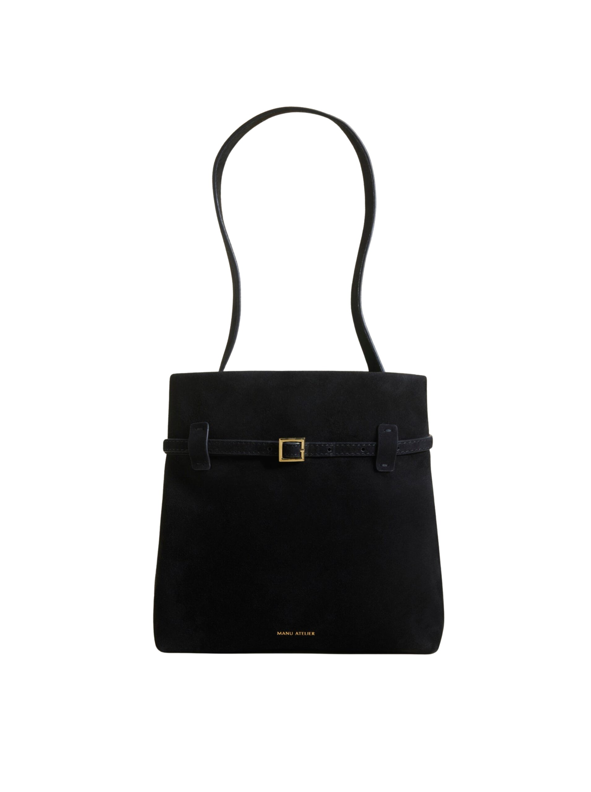 Manu Atelier Mini Tote du Jour Black Suede