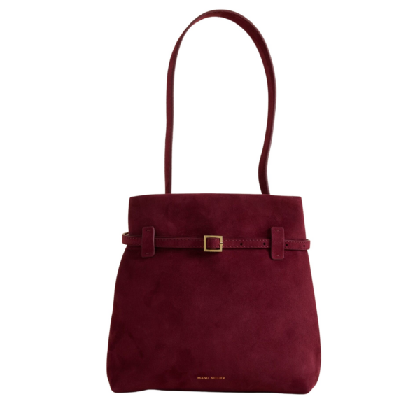 Manu Atelier Mini Tote du Jour Burgundy Suede luxury Bags from Coveti Marketplace