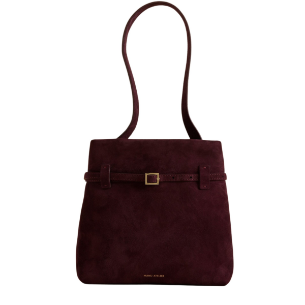 Manu Atelier Mini Tote du Jour Merlot Suede luxury Bags from Coveti Marketplace