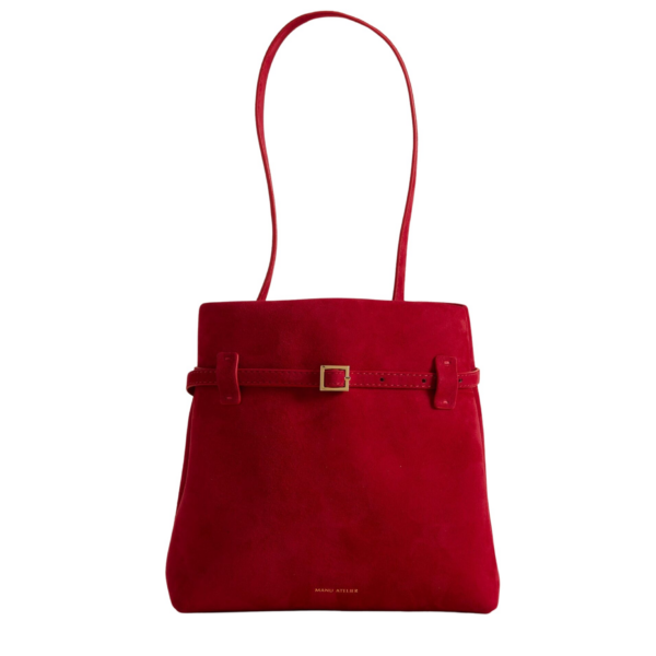 Manu Atelier Mini Tote du Jour Red Suede luxury Bags from Coveti Marketplace