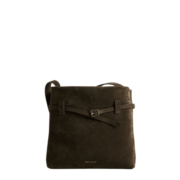 Manu Atelier Mini Tote du Jour Tobacco Green Suede luxury Bags from Coveti Marketplace