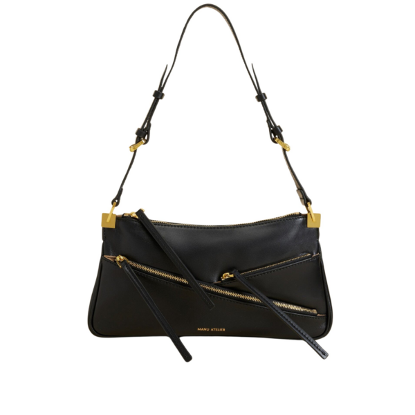 Manu Atelier Three Zipped Baguette Black Soft luxury Bags from Coveti Marketplace