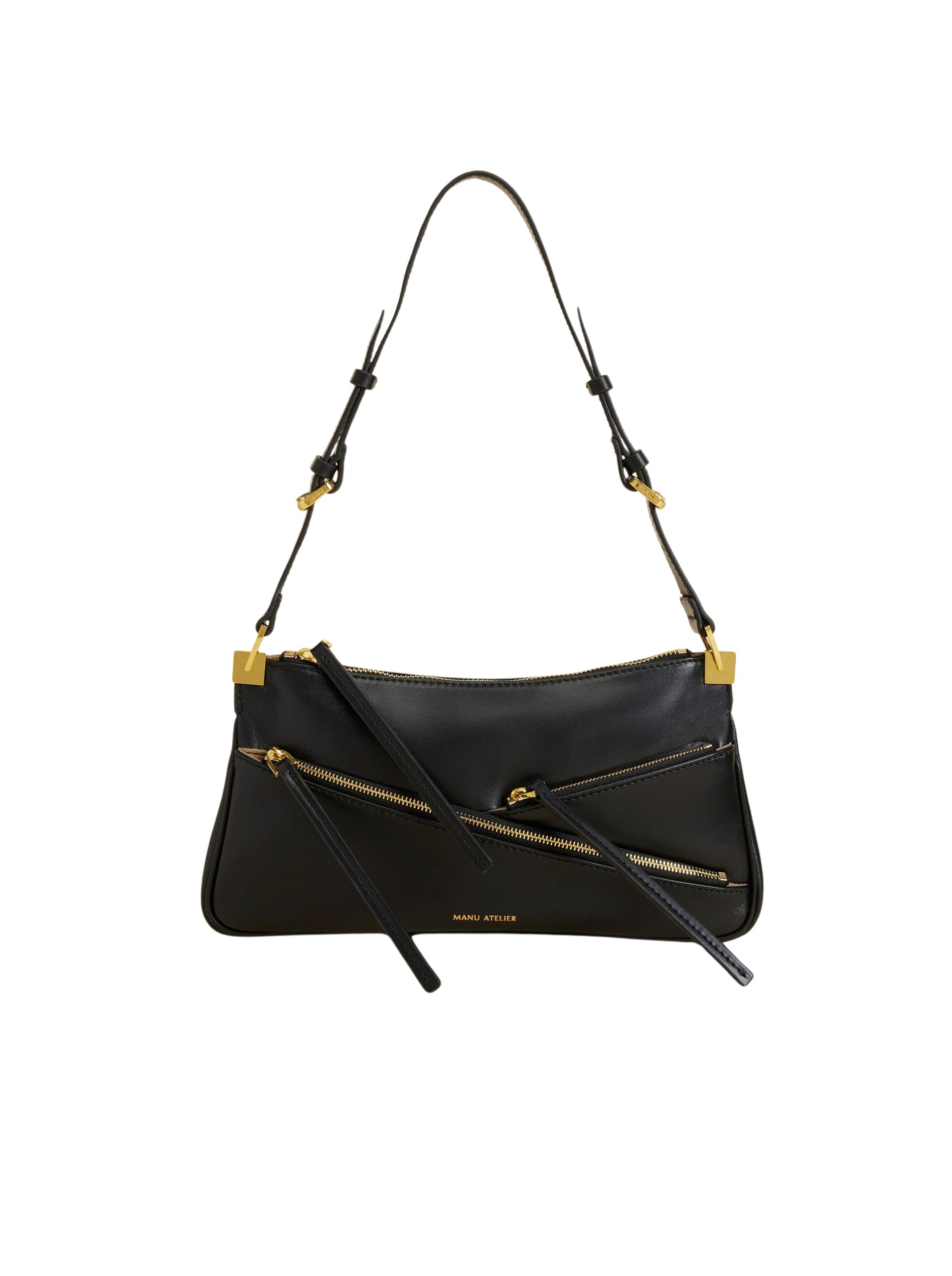 Manu Atelier Three Zipped Baguette Black Soft luxury Bags from Coveti Marketplace