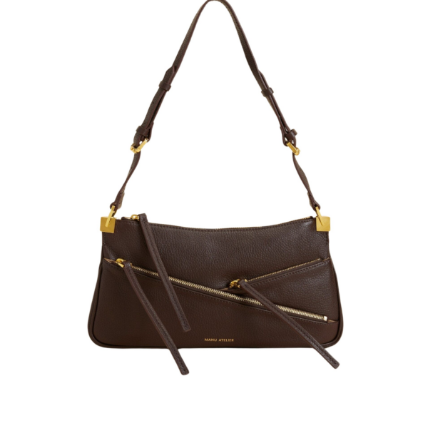 Manu Atelier Three Zipped Baguette Deep Brown luxury Bags from Coveti Marketplace