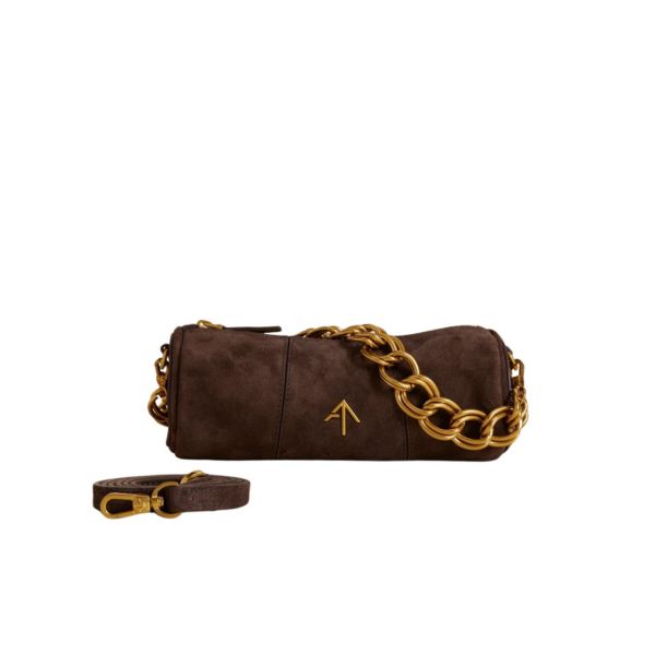Manu Atelier XX Mini Cylinder Deep Brown Suede luxury Bags from Coveti Marketplace