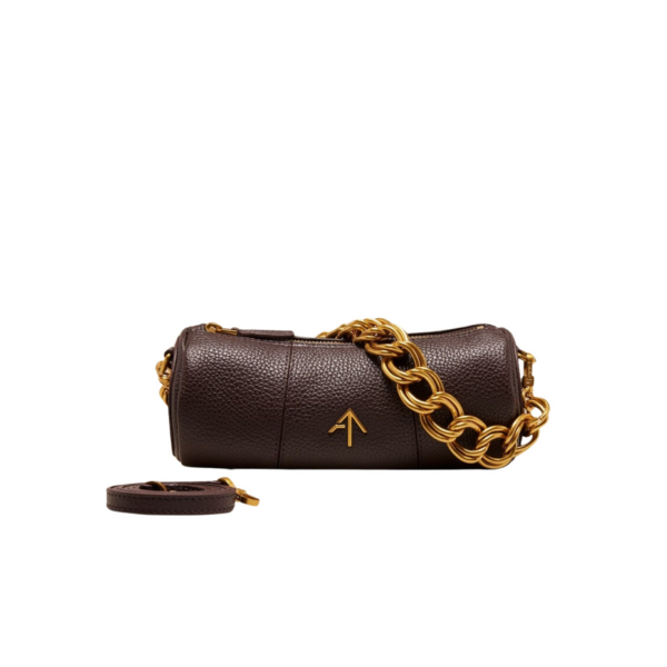 Manu Atelier XX Mini Cylinder Deep Brown luxury Bags from Coveti Marketplace