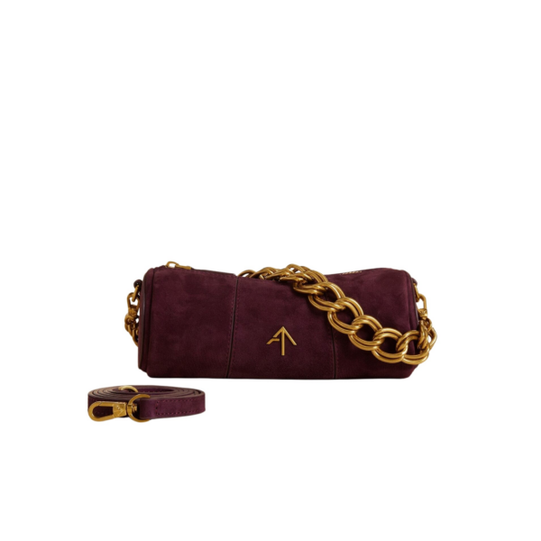 Manu Atelier XX Mini Cylinder Merlot Suede luxury Bags from Coveti Marketplace