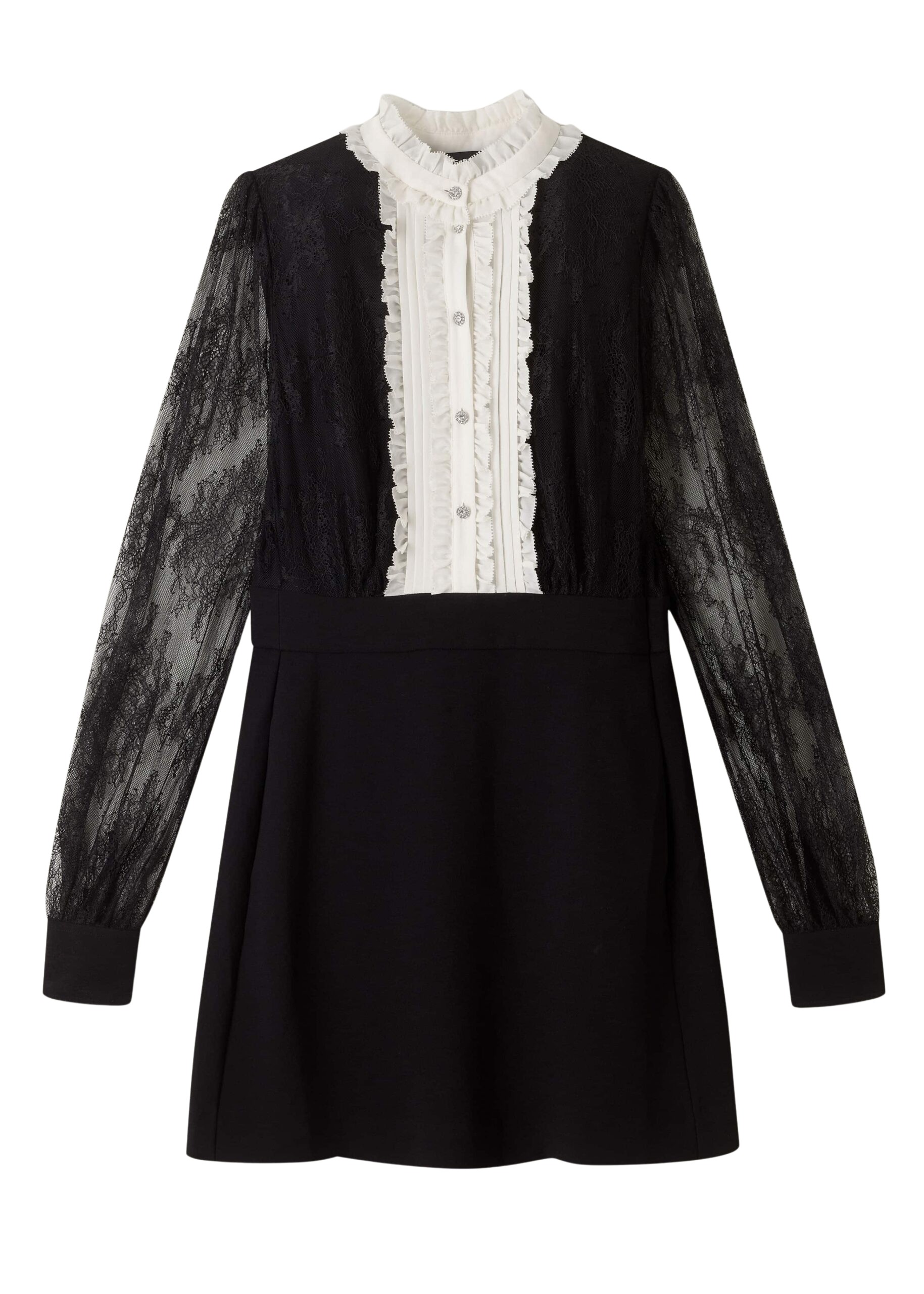 Me and Em Monochrome Lace Detail Mini Dress