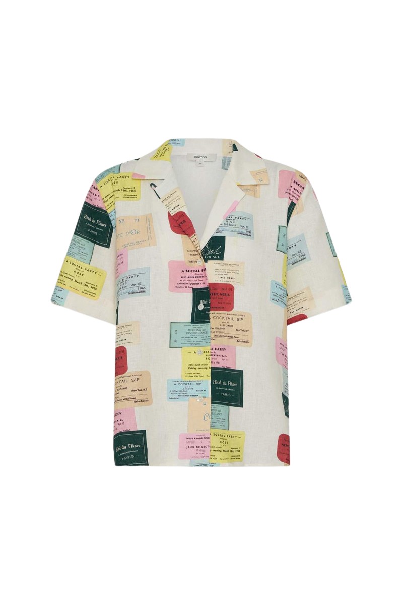 Oroton Invitation Print Camp Shirt