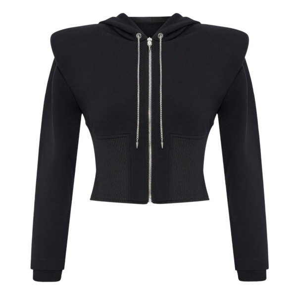Black Corset Hoodies luxury Clothing from Coveti Marketplace