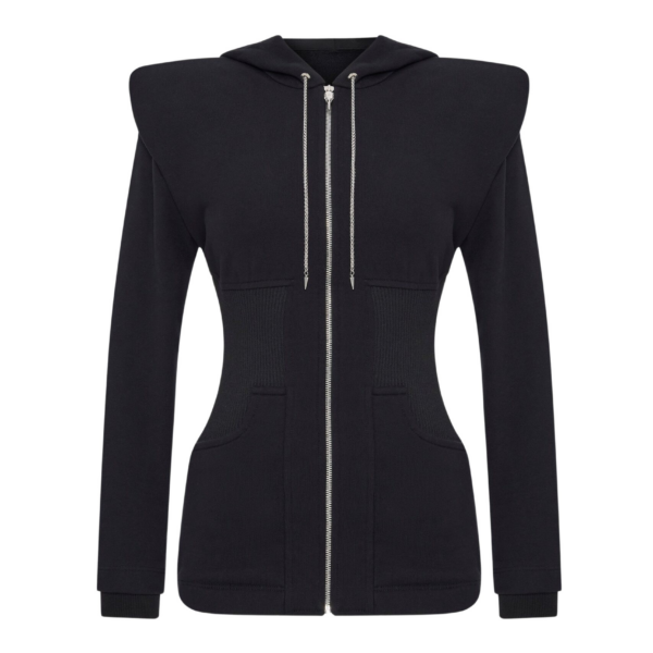 Black Corset Hoodies luxury Clothing from Coveti Marketplace