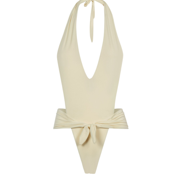 Ivory Feather Swimsuit luxury Beachwear from Coveti Marketplace